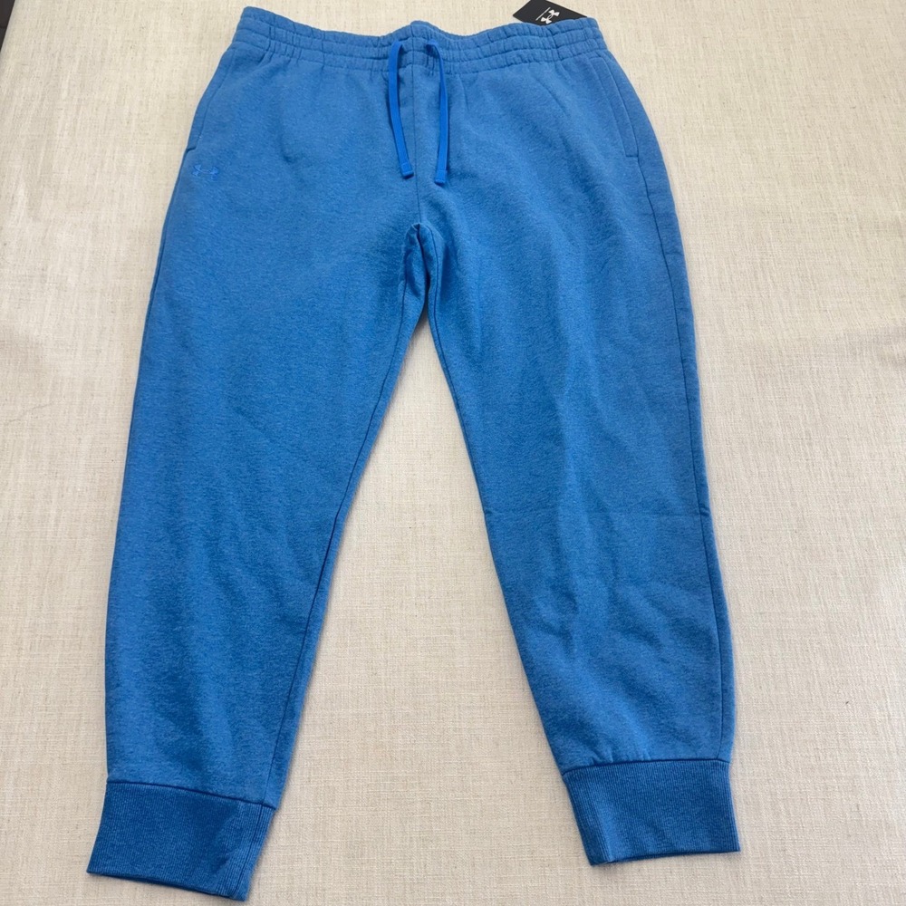 Under Armour Rival Fleece Joggers Womens 2XL Blue Heather Sweatpants 1379438 NEW